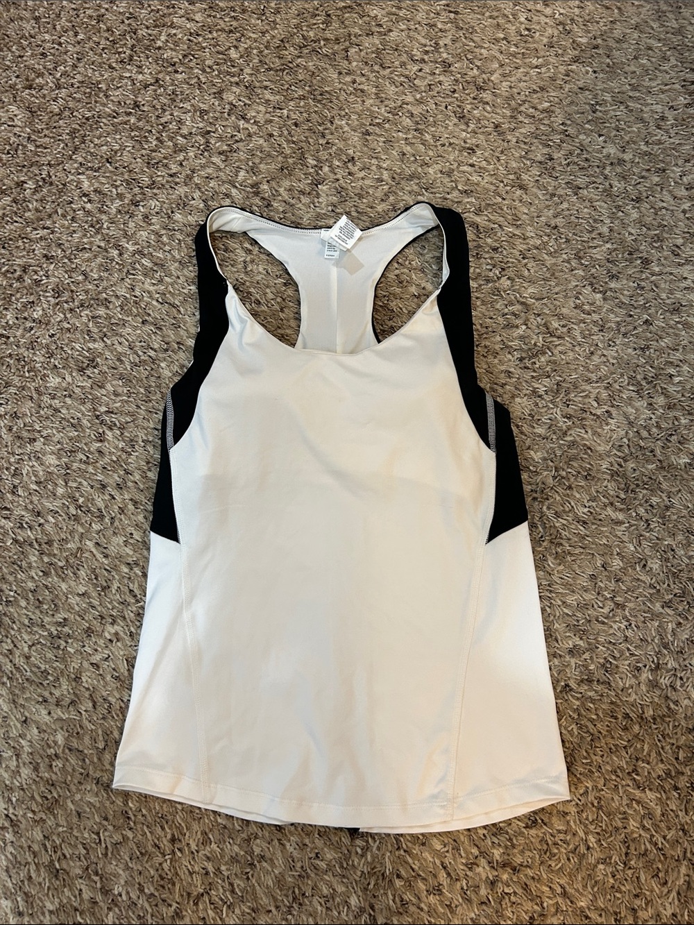 Champion White Racerback Tank with Black Side Panels